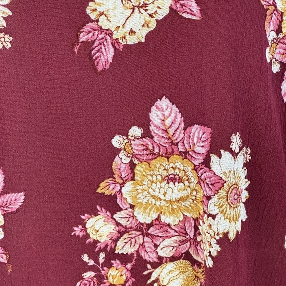 Hippie Rose Long Sleeve Cold Shoulder Floral Print Blouse - Red - size Large - Picture 6 of 13